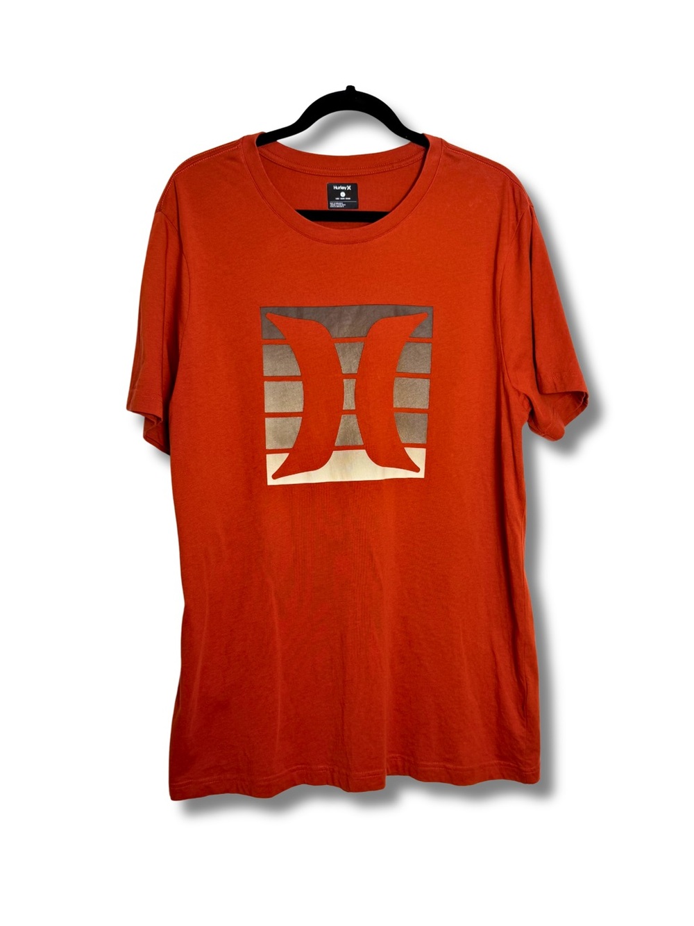 Hurley Men's 100% Cotton Graphic Tee Burnt Orange Ombre Logo T-Shirt Size L